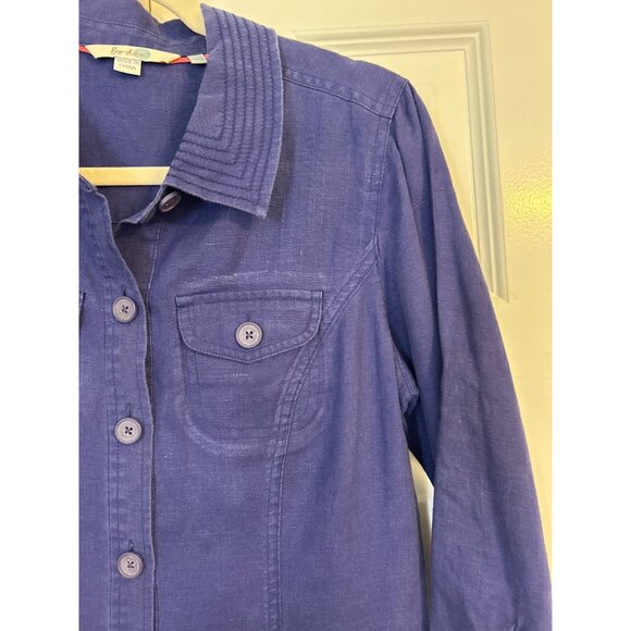 Boden Women's Linen Button Down Long Collared Shirt Dress w/ Front Pockets Size - Picture 5 of 11